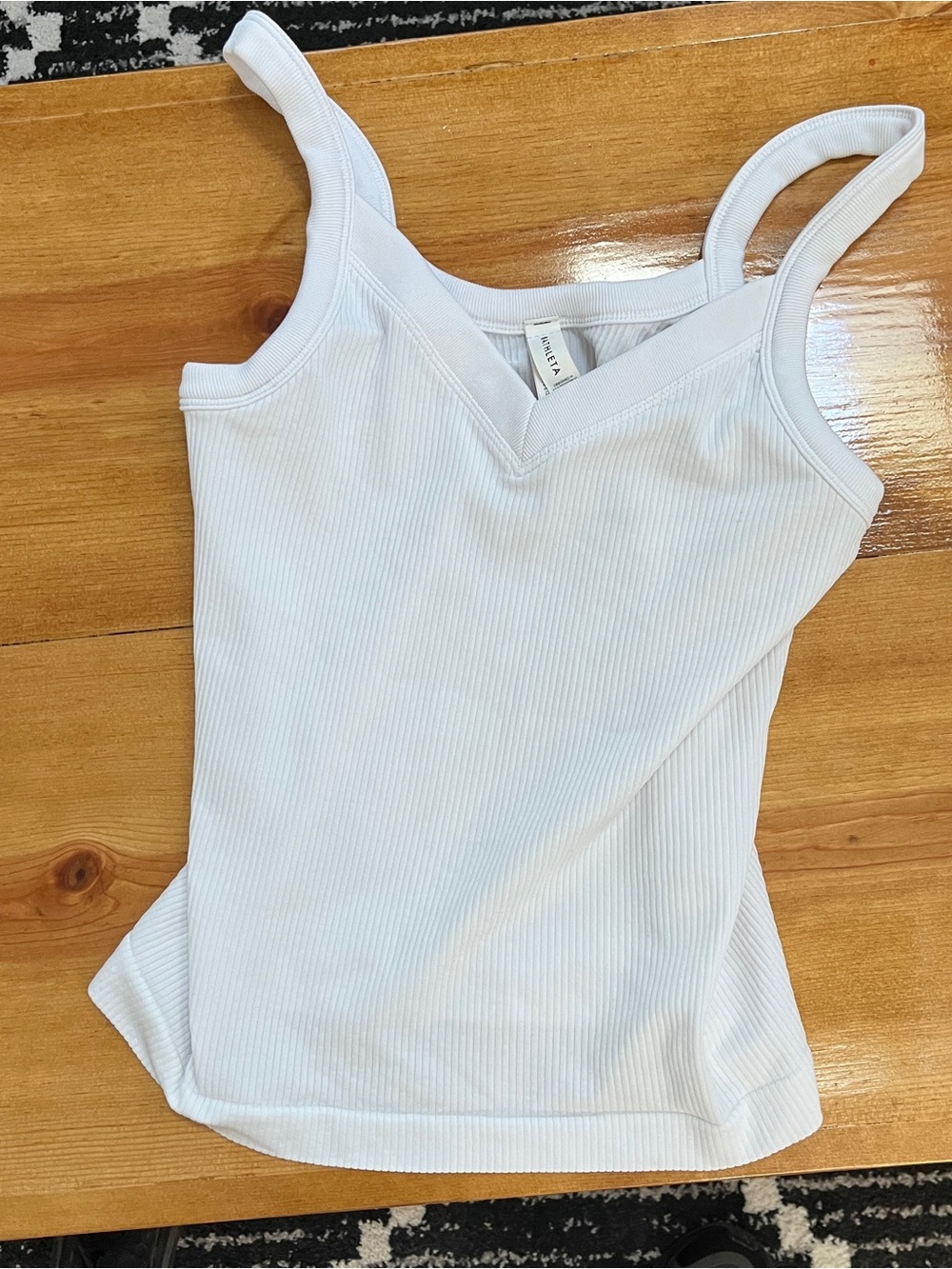 Athleta White Ribbed V-Neck Camisole